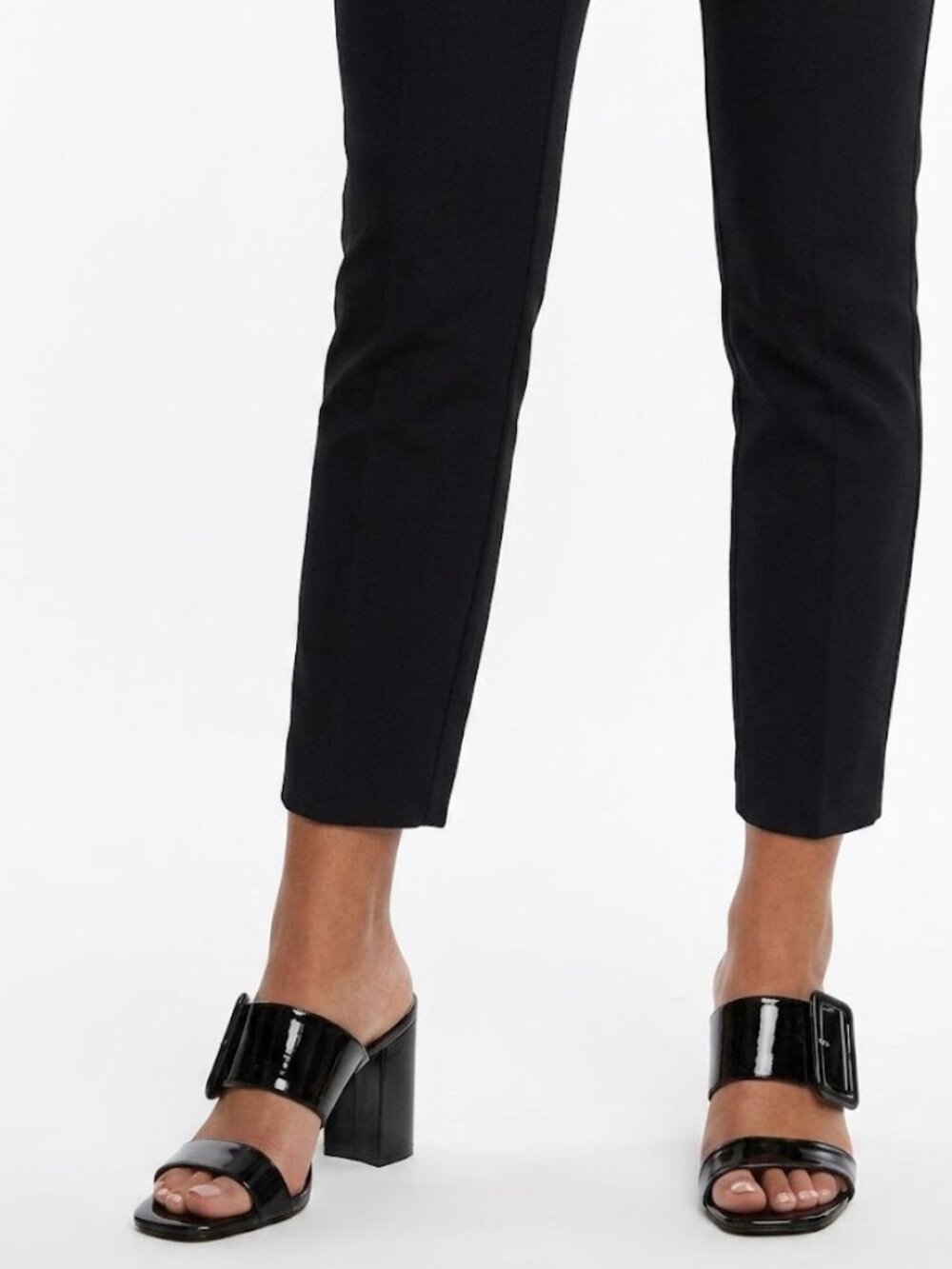Kelly & Katie Dark Academia Block Heel Slide Sandal Oversized Buckle 9.5M